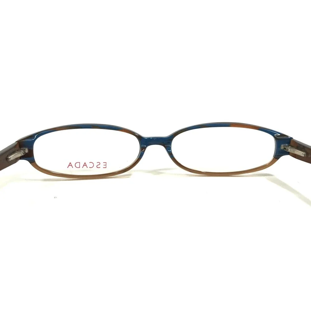 ESCADA Eyeglasses Frames VES 018L COL.6CF Clear Brown Blue Oval Logos 52-15-140
